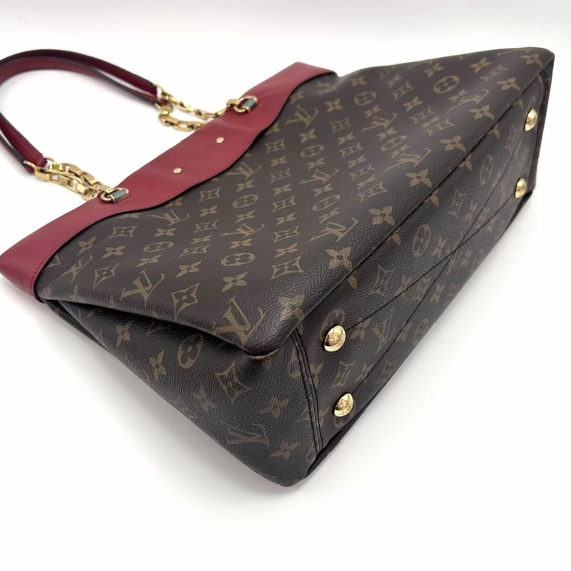 LV PALLAS經典老花拼紅色肩背包34*26*12.5 98新配件塵袋-5