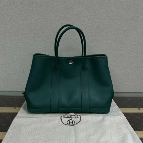 HERMES帝王綠銀扣花園30手提包30*21*14 98新配件塵袋
