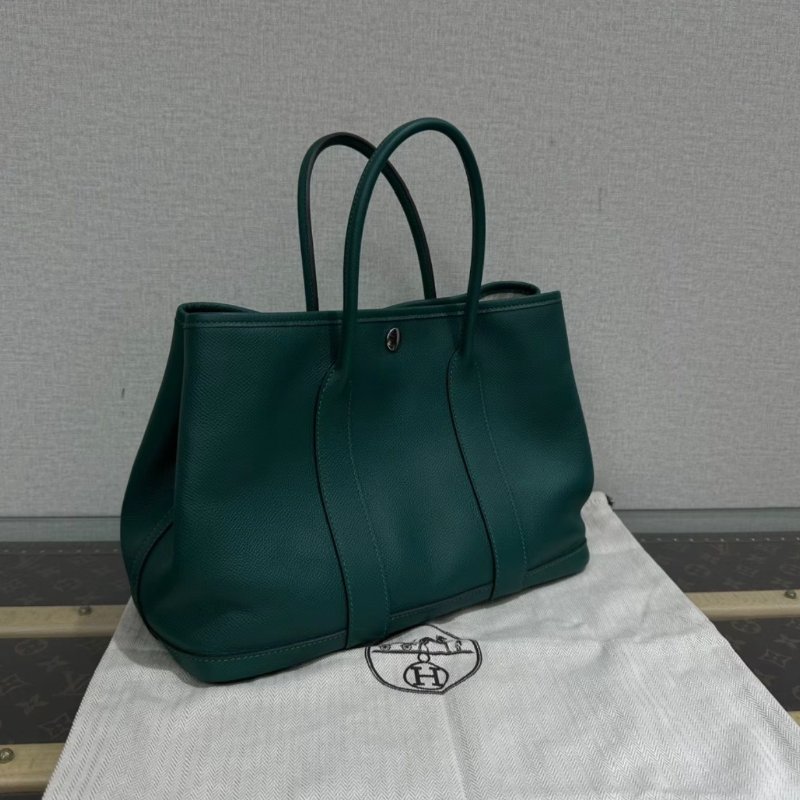 HERMES帝王綠銀扣花園30手提包30*21*14 98新配件塵袋-4