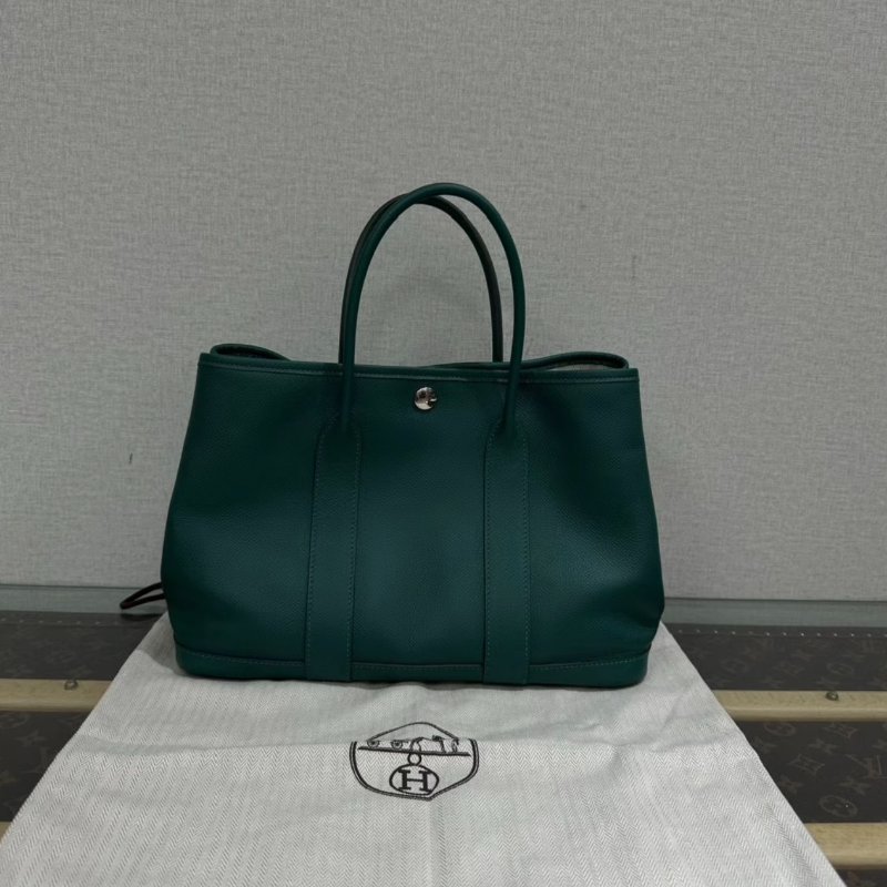 HERMES帝王綠銀扣花園30手提包30*21*14 98新配件塵袋-5