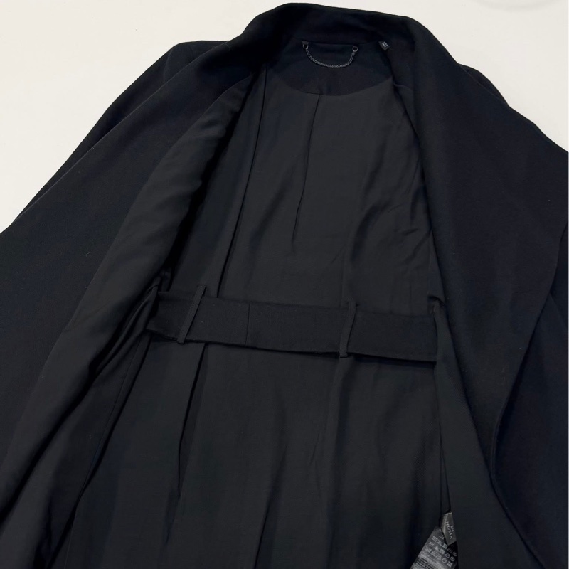 Allsaints 寬鬆型綁帶毛料外套大衣 黑-6