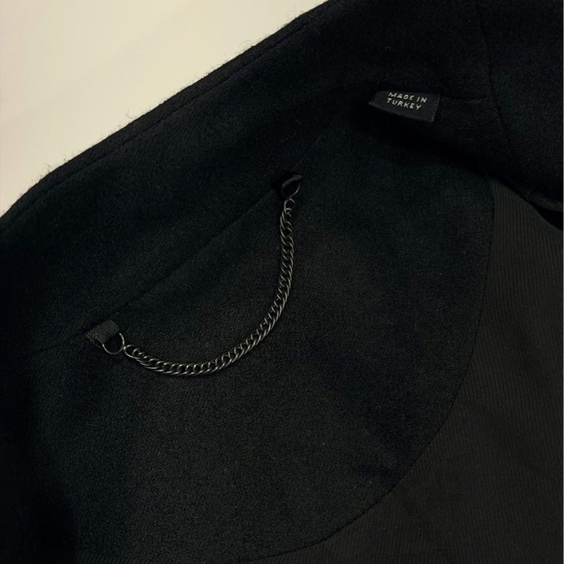 Allsaints 寬鬆型綁帶毛料外套大衣 黑-7