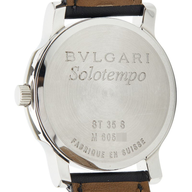 寶格麗 Solotempo Team 腕錶 ST35S 石英黑色錶盤不鏽鋼皮革男錶-3