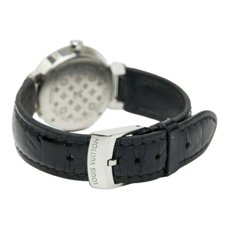 路易威登 Tambour Slim 8 鑽腕錶 Q12MG 石英機芯 銀色錶盤 不鏽鋼錶帶 皮革錶帶 女士 LOUIS VUITTON-2