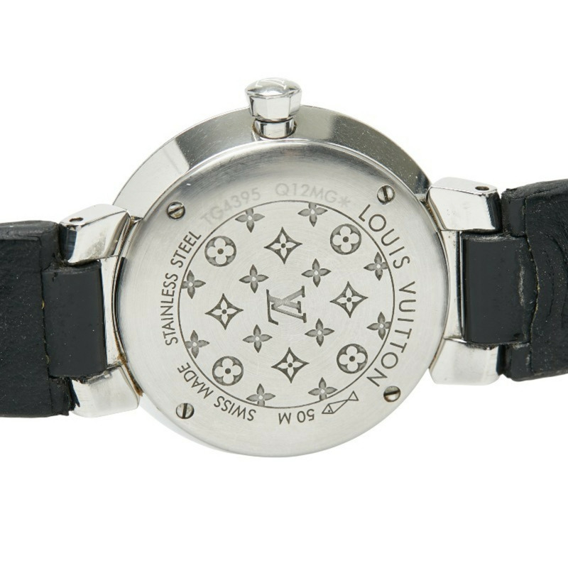 路易威登 Tambour Slim 8 鑽腕錶 Q12MG 石英機芯 銀色錶盤 不鏽鋼錶帶 皮革錶帶 女士 LOUIS VUITTON-3