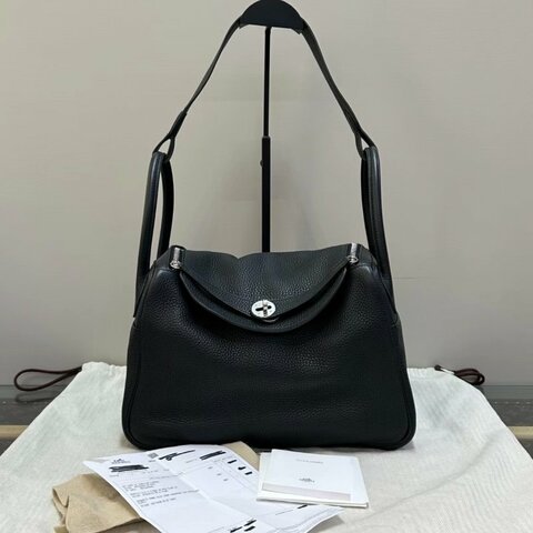 HERMES黑銀Lindy30手提肩背包30*21*16 98新配件塵袋購證