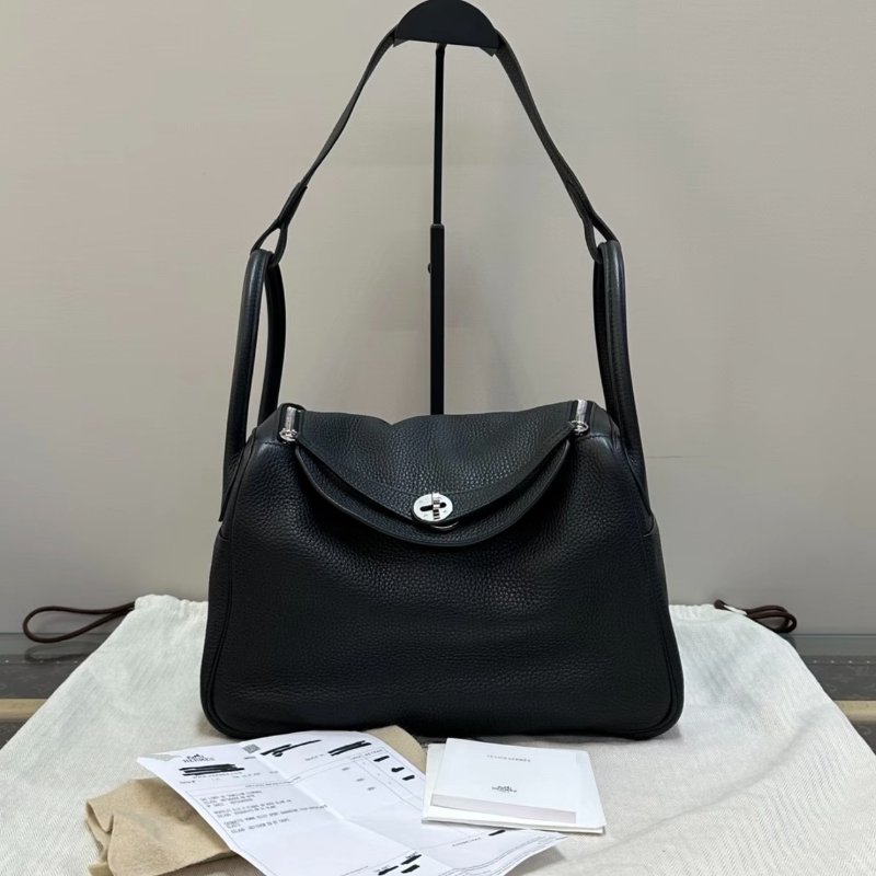 HERMES黑銀Lindy30手提肩背包30*21*16 98新配件塵袋購證-0