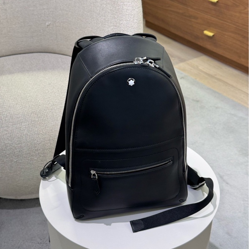 全新 Mont Blanc 萬寶龍  黑色牛皮經典款後背包 尺寸：25*33*10cm-3