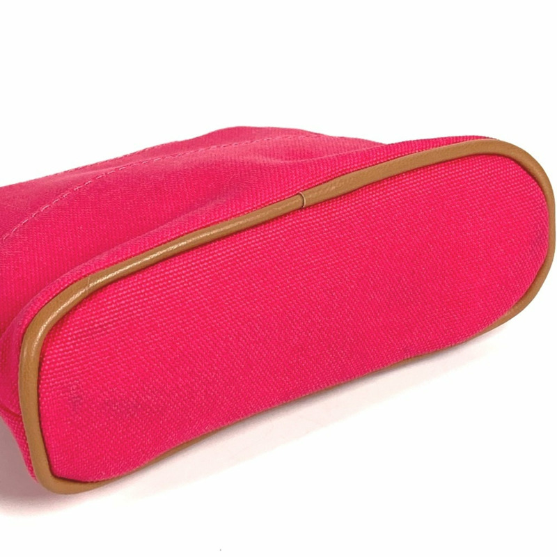 愛馬仕 Bolide 迷你化妝包，皮革帆布材質，男女通用，芙蓉粉，近全新-5