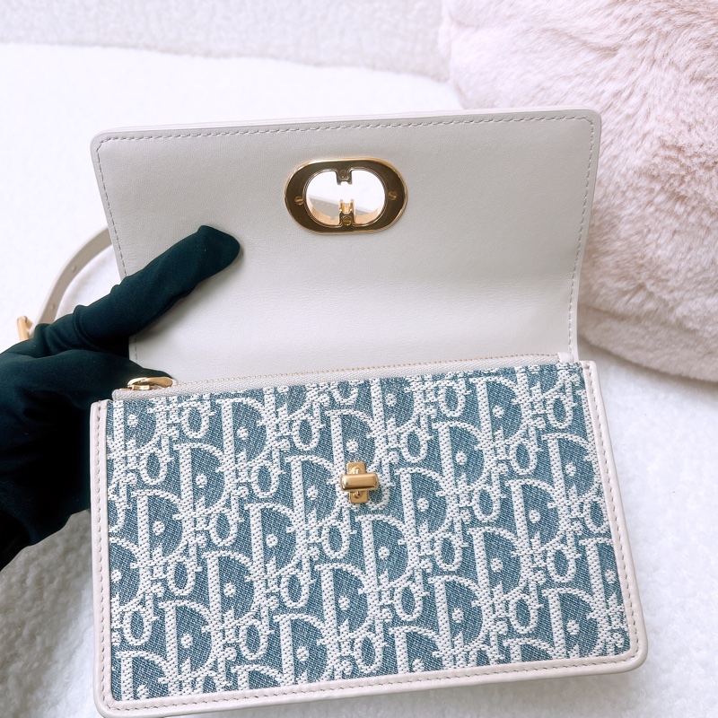 近新 Dior miss caro pouch 淺藍老花-11