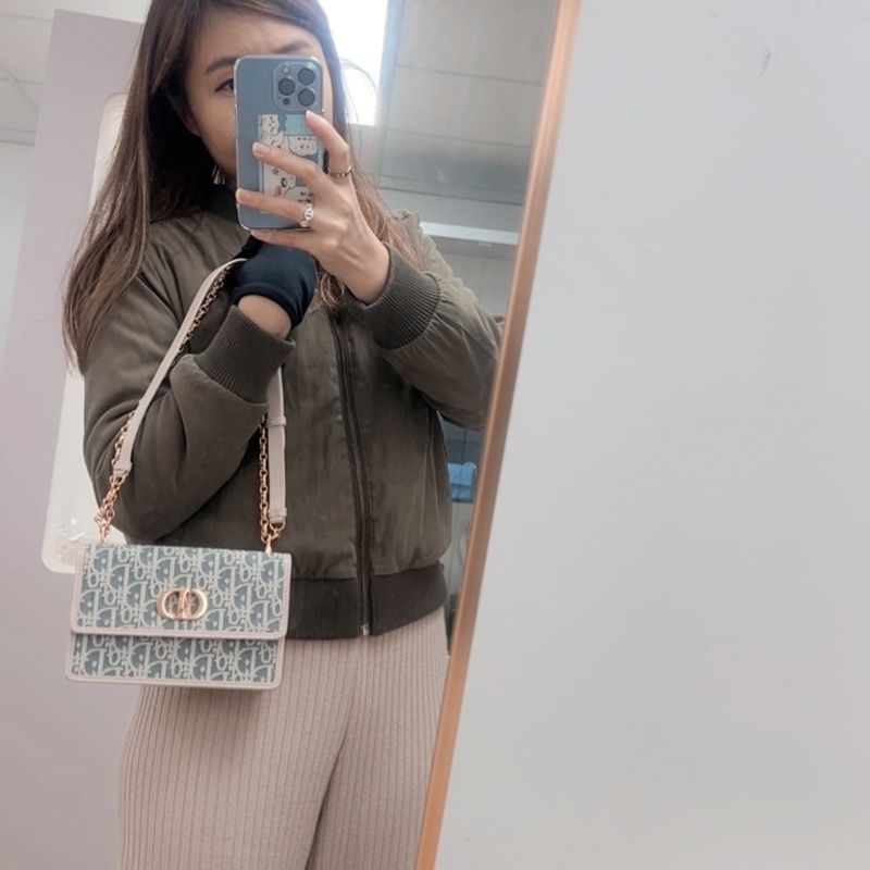 近新 Dior miss caro pouch 淺藍老花-13