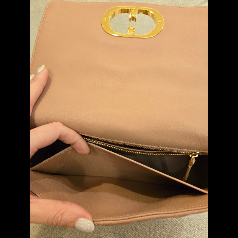 Dior Caro乾燥玫瑰粉高雅小羊皮肩背包-9