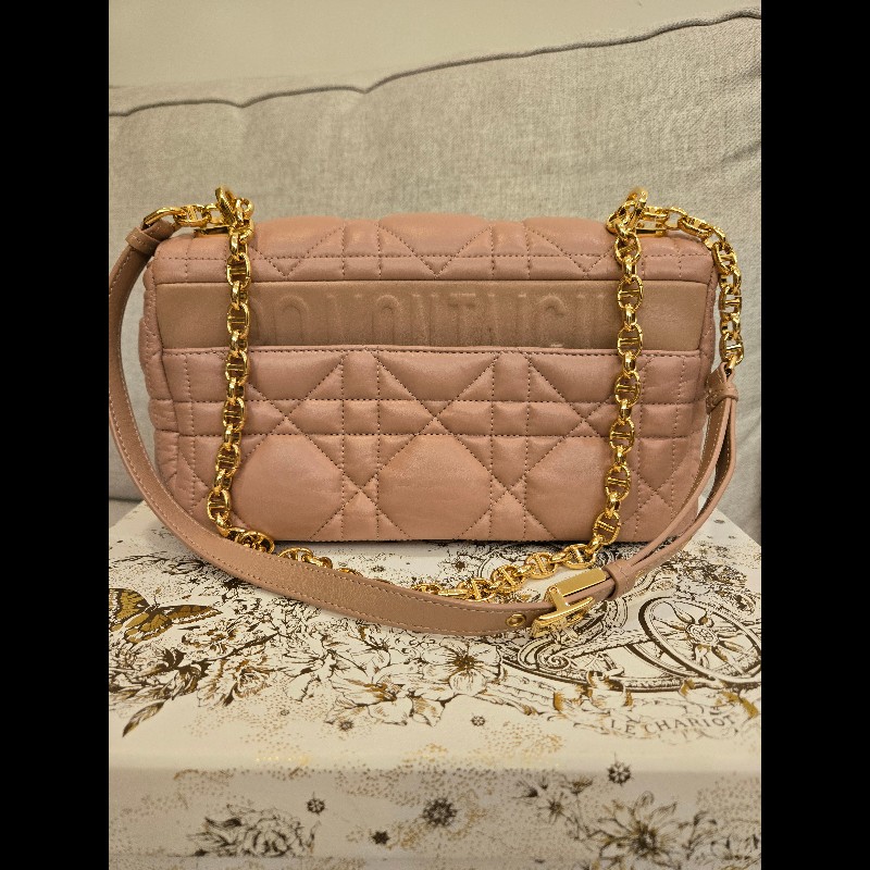 Dior Caro乾燥玫瑰粉高雅小羊皮肩背包-2