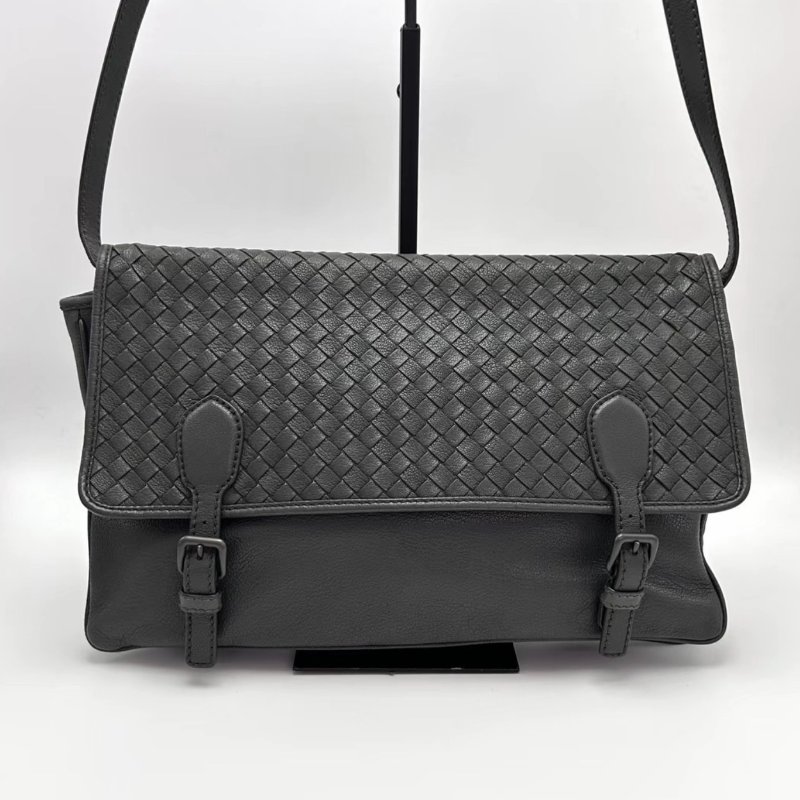 BV灰色編織郵差包 35*23*2 98新配件塵袋-0