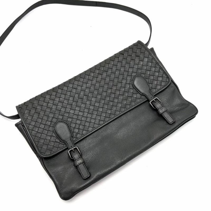 BV灰色編織郵差包 35*23*2 98新配件塵袋-3