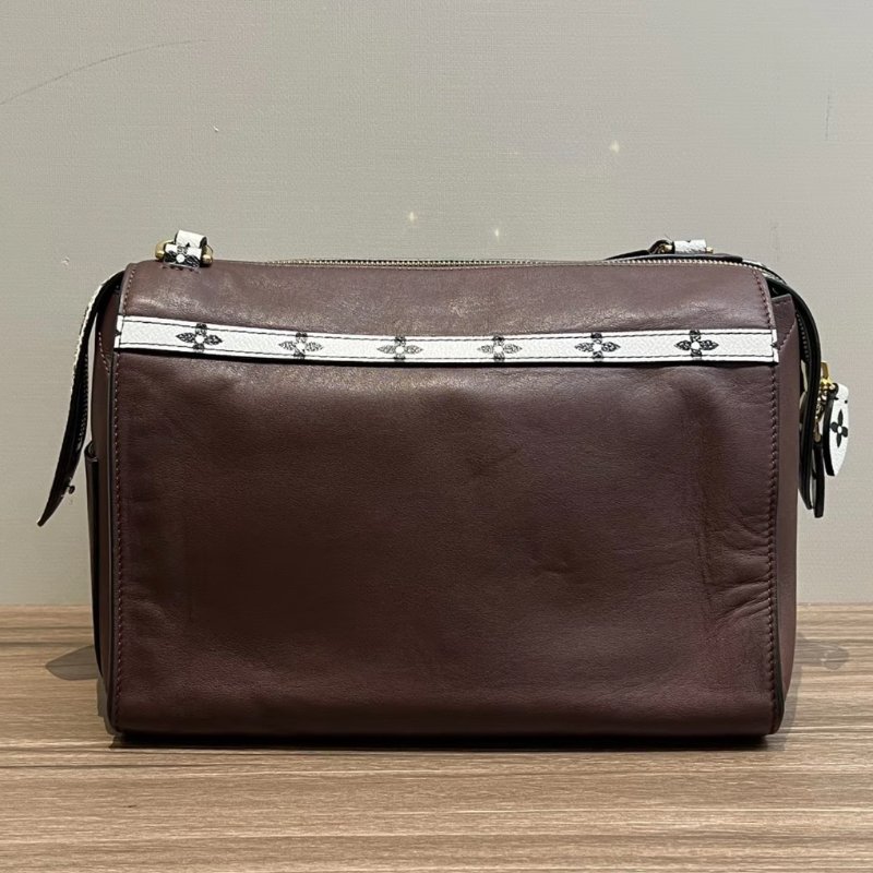 LV酒紅色拼黑白老花全皮肩背斜背包27*19*19 98新配件塵袋-1