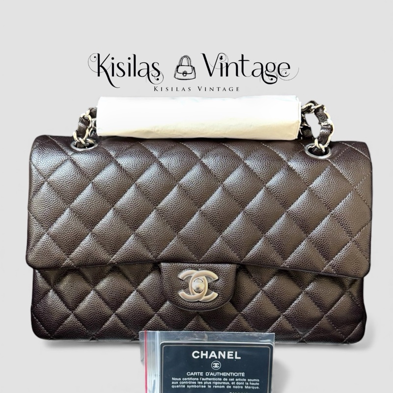 Chanel Caviar CF25 朱古力啡銀扣-0