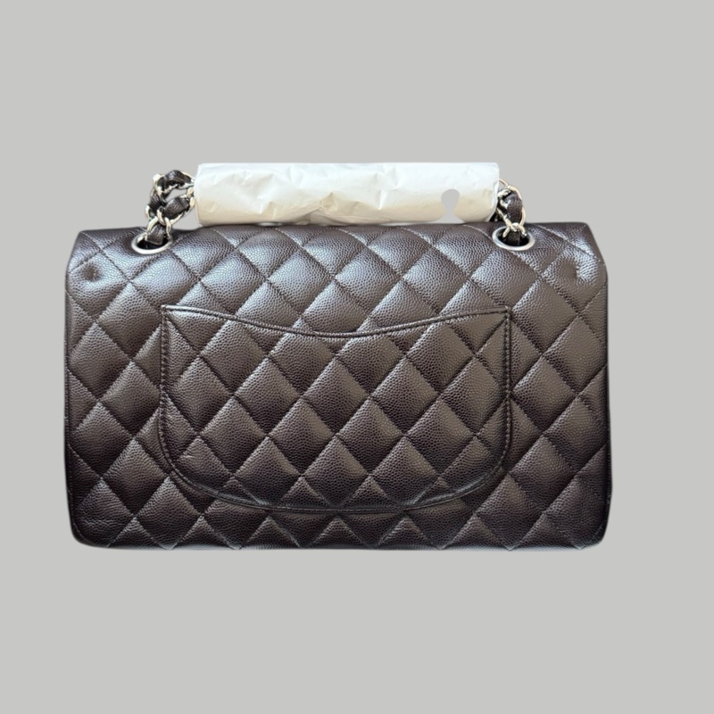 Chanel Caviar CF25 朱古力啡銀扣-1