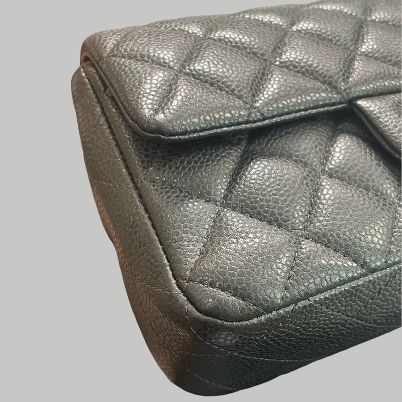 Chanel Caviar 20cm 炭灰色金扣-2