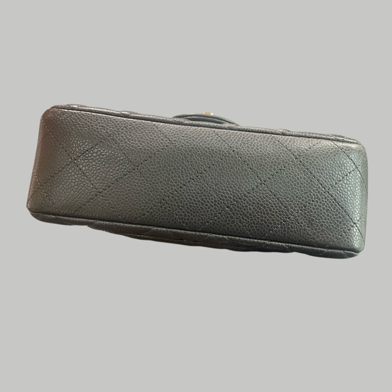 Chanel Caviar 20cm 炭灰色金扣-3