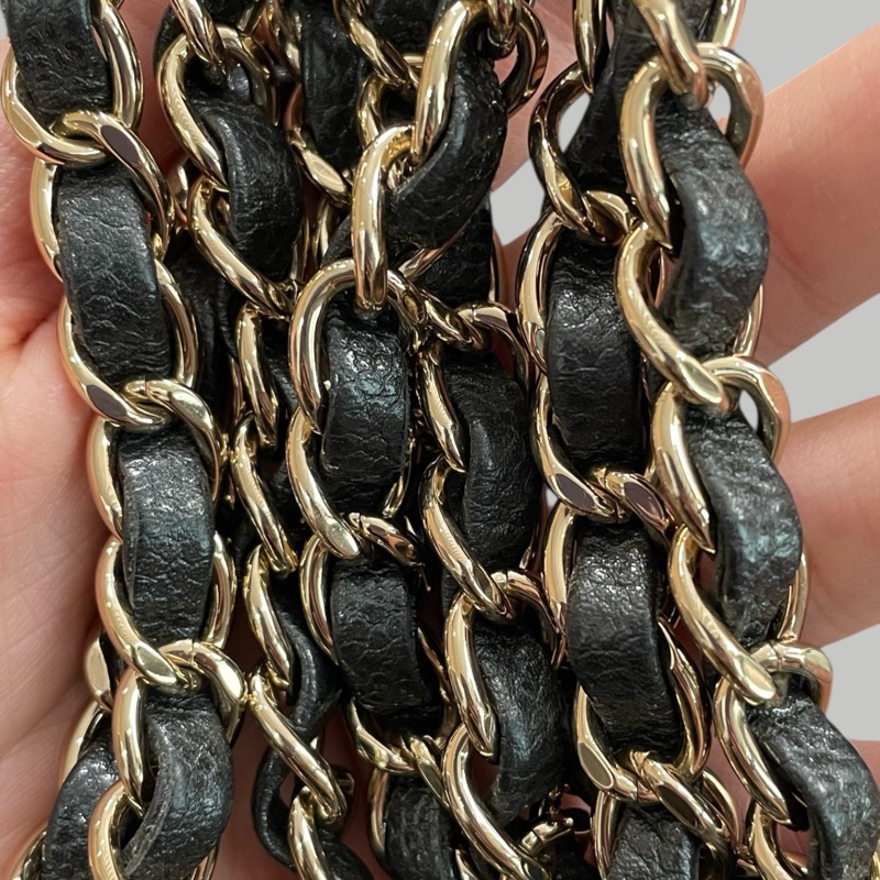 Chanel Caviar 20cm 炭灰色金扣-10