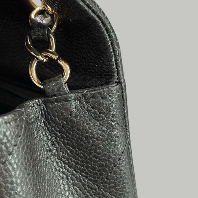 Chanel Caviar 20cm 炭灰色金扣-12