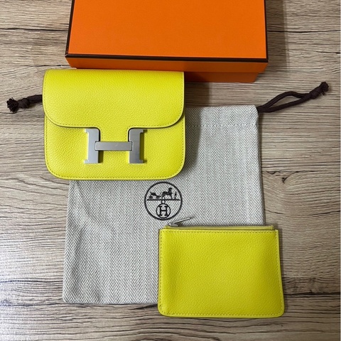 全新 Hermès 愛馬仕 Constance Slim Wallet 康康短夾 顏色：9R Lime檸檬黃