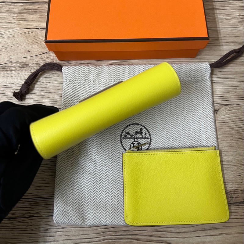 全新 Hermès 愛馬仕 Constance Slim Wallet 康康短夾 顏色:9R Lime檸檬黃-7