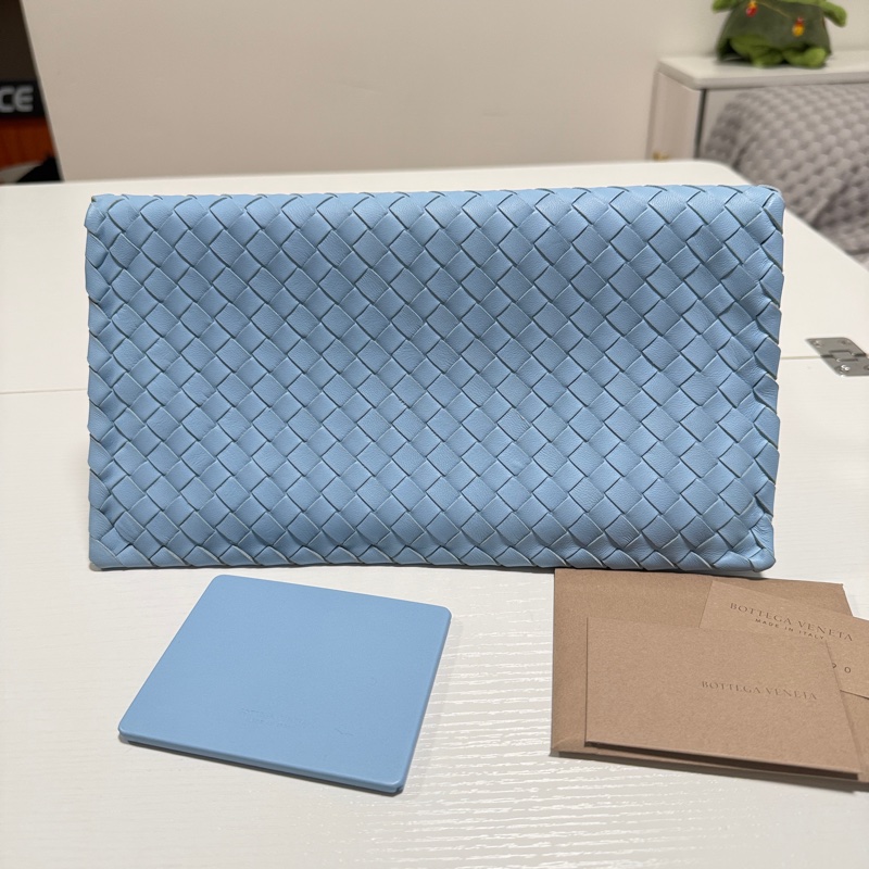 Bottega Veneta Snap 手拿包 皮革 baby藍-6