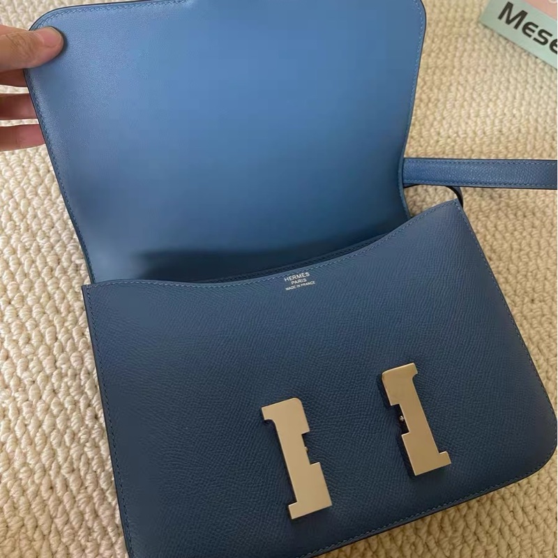 🌈Hermes💙Constance 24💙伊茲密爾藍銀扣🌟99新🌟Epsom皮🌟-2