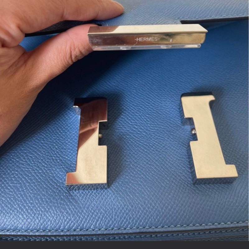 🌈Hermes💙Constance 24💙伊茲密爾藍銀扣🌟99新🌟Epsom皮🌟-3