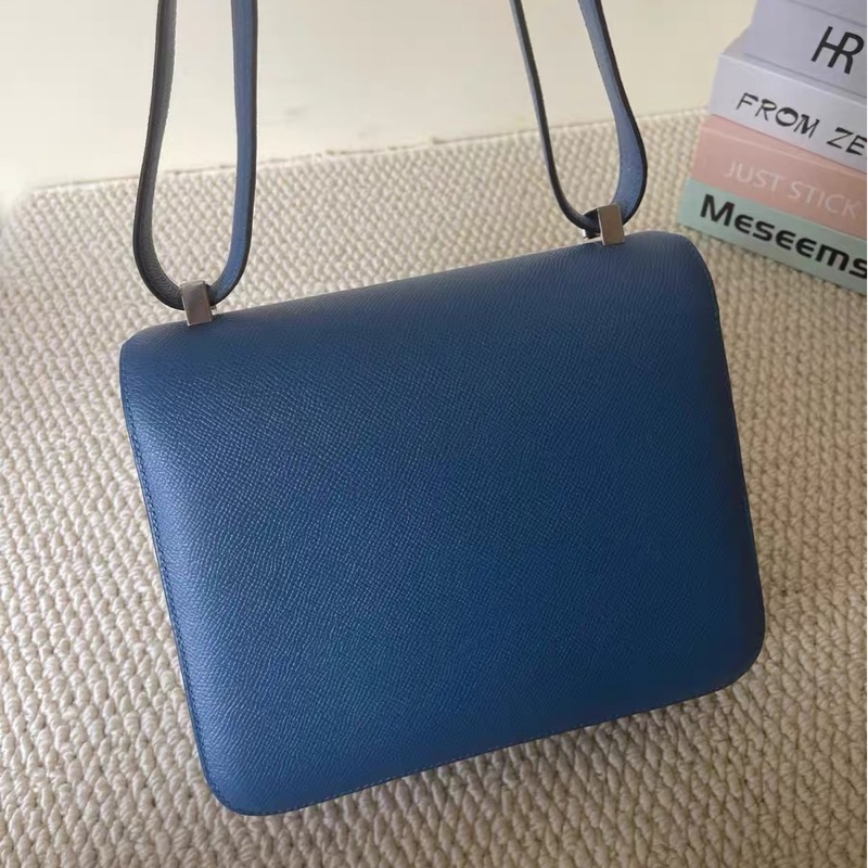 🌈Hermes💙Constance 24💙伊茲密爾藍銀扣🌟99新🌟Epsom皮🌟-9