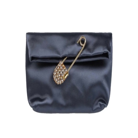 Burberry The Pin 絲質緞面 灰藍色手拿包