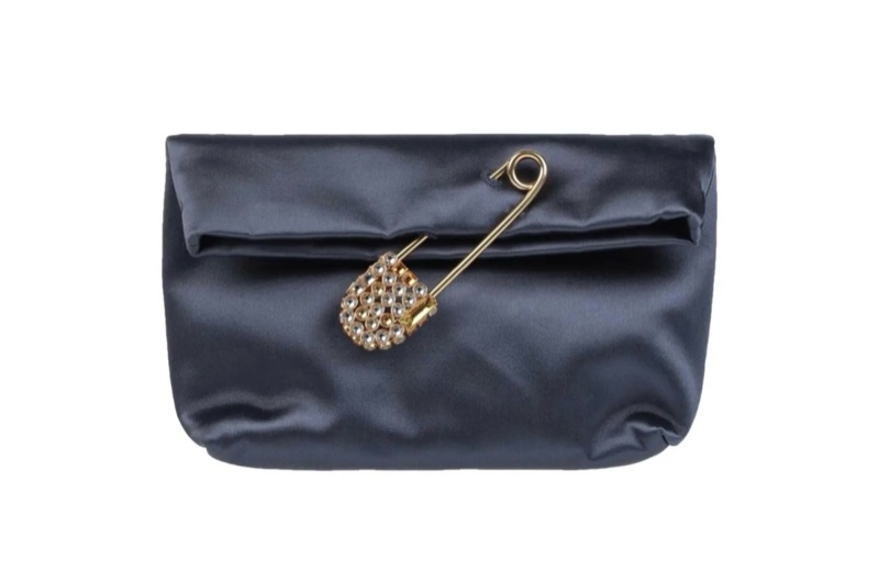 Burberry The Pin 絲質緞面 灰藍色手拿包-0