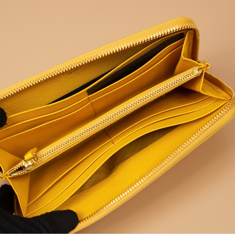 PRADA 普拉達 小雞黃 漆皮長夾-2