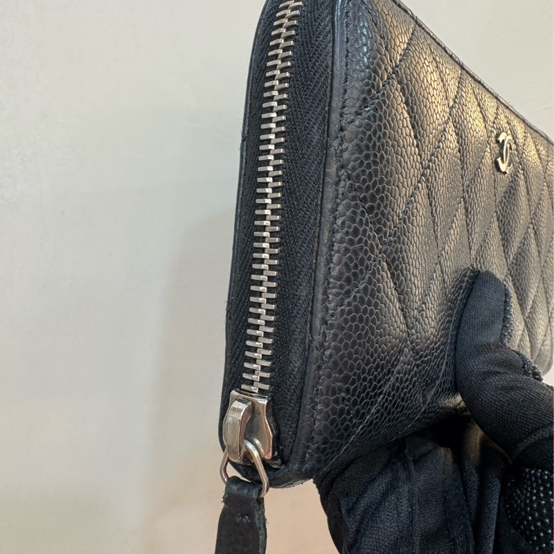 香奈兒 chanel 黑銀拉鍊長夾-3