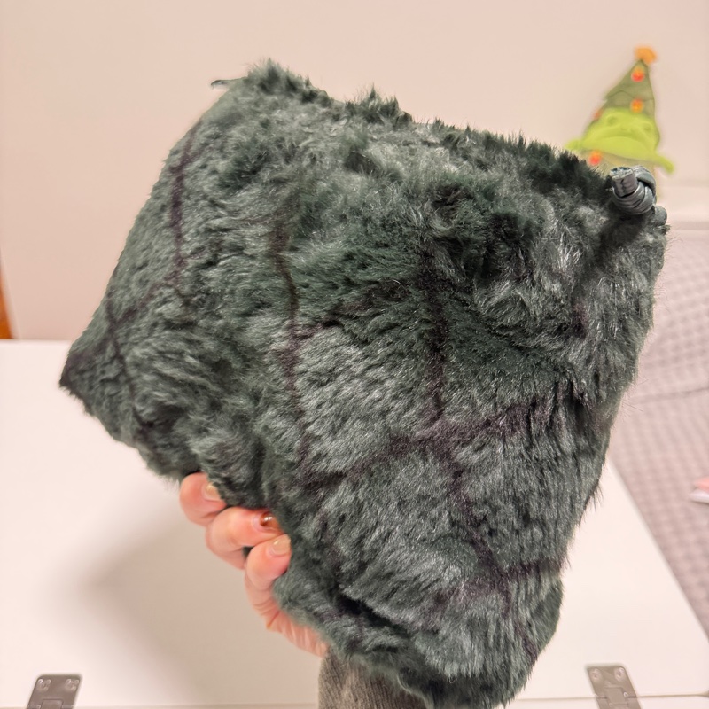 （日本中古）Chanel香奈兒 墨綠色毛毛 手提包-4