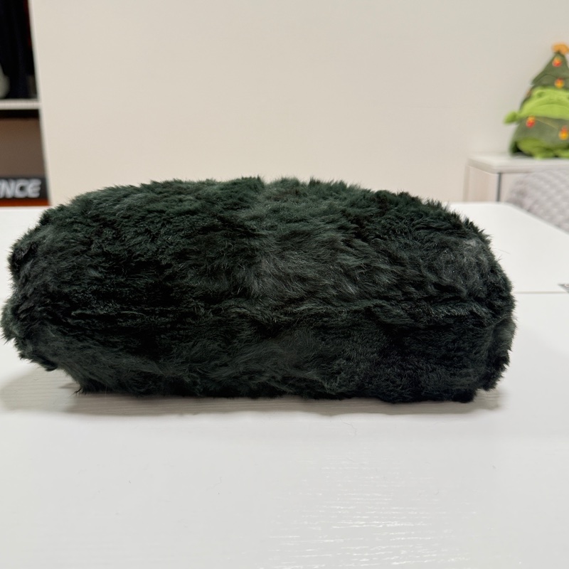 （日本中古）Chanel香奈兒 墨綠色毛毛 手提包-8