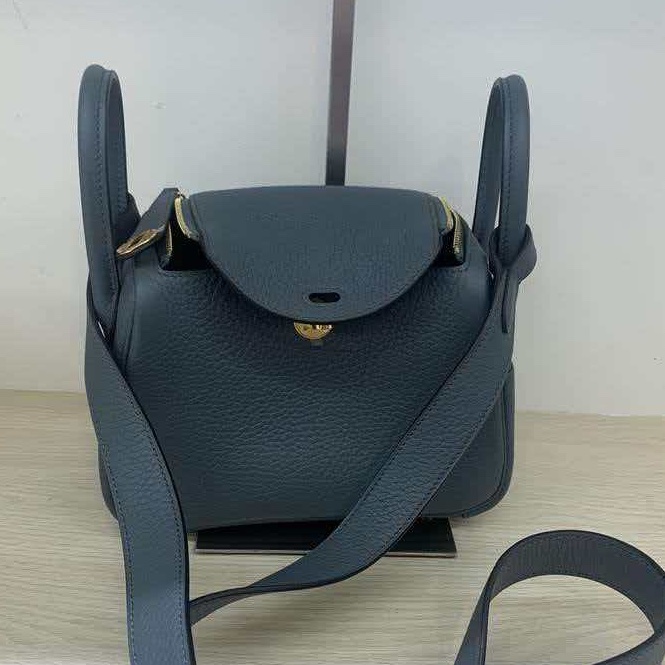 🌈Hermes💙Mini Lindy一代💙Y7風暴藍色金扣💙閑置未使用 🌈TC皮🌟Stamp Y🌟-1