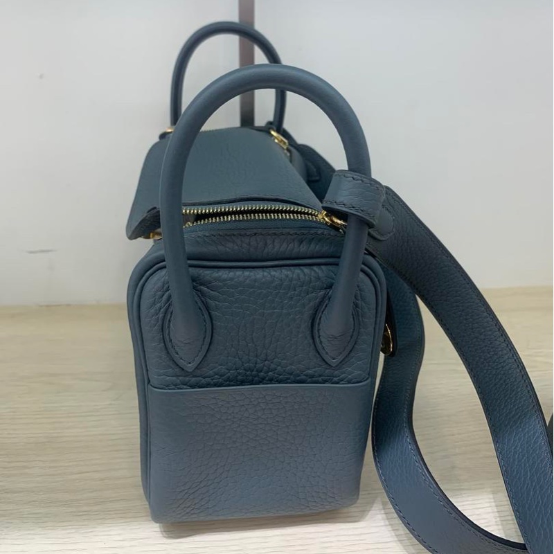 🌈Hermes💙Mini Lindy一代💙Y7風暴藍色金扣💙閑置未使用 🌈TC皮🌟Stamp Y🌟-2