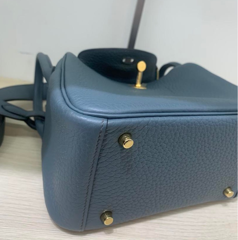 🌈Hermes💙Mini Lindy一代💙Y7風暴藍色金扣💙閑置未使用 🌈TC皮🌟Stamp Y🌟-3