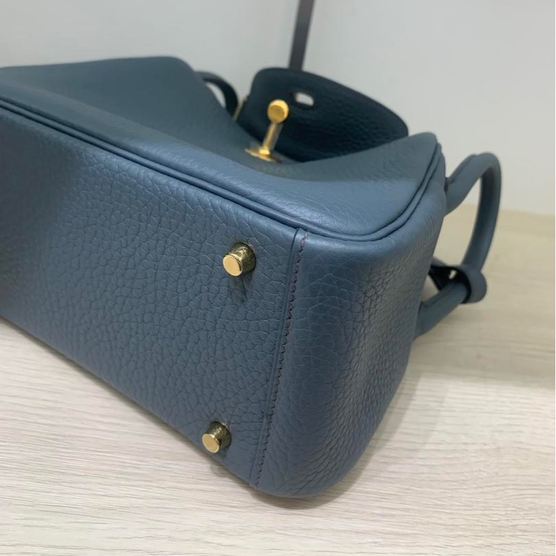 🌈Hermes💙Mini Lindy一代💙Y7風暴藍色金扣💙閑置未使用 🌈TC皮🌟Stamp Y🌟-4