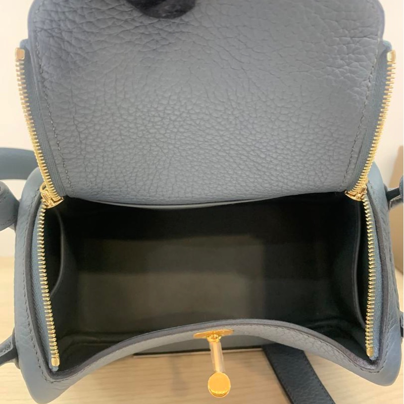 🌈Hermes💙Mini Lindy一代💙Y7風暴藍色金扣💙閑置未使用 🌈TC皮🌟Stamp Y🌟-5