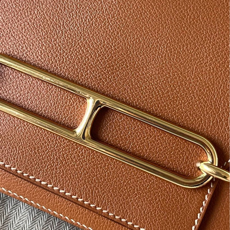 🌈Hermes🧡Mini Roulis 19🧡金棕金扣🌟98.5新🌟evercolor皮🌟-1