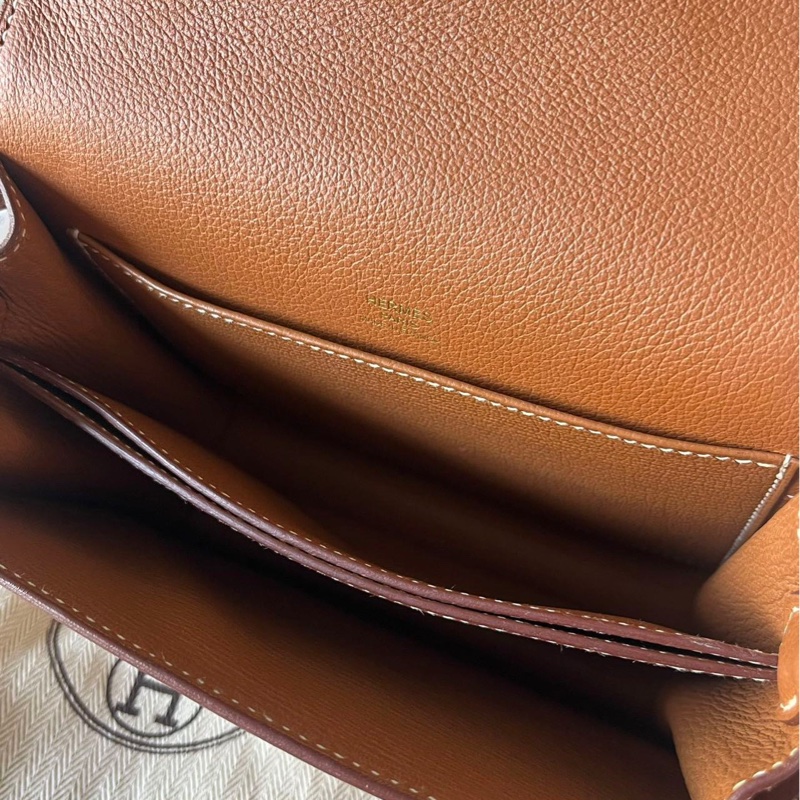 🌈Hermes🧡Mini Roulis 19🧡金棕金扣🌟98.5新🌟evercolor皮🌟-2