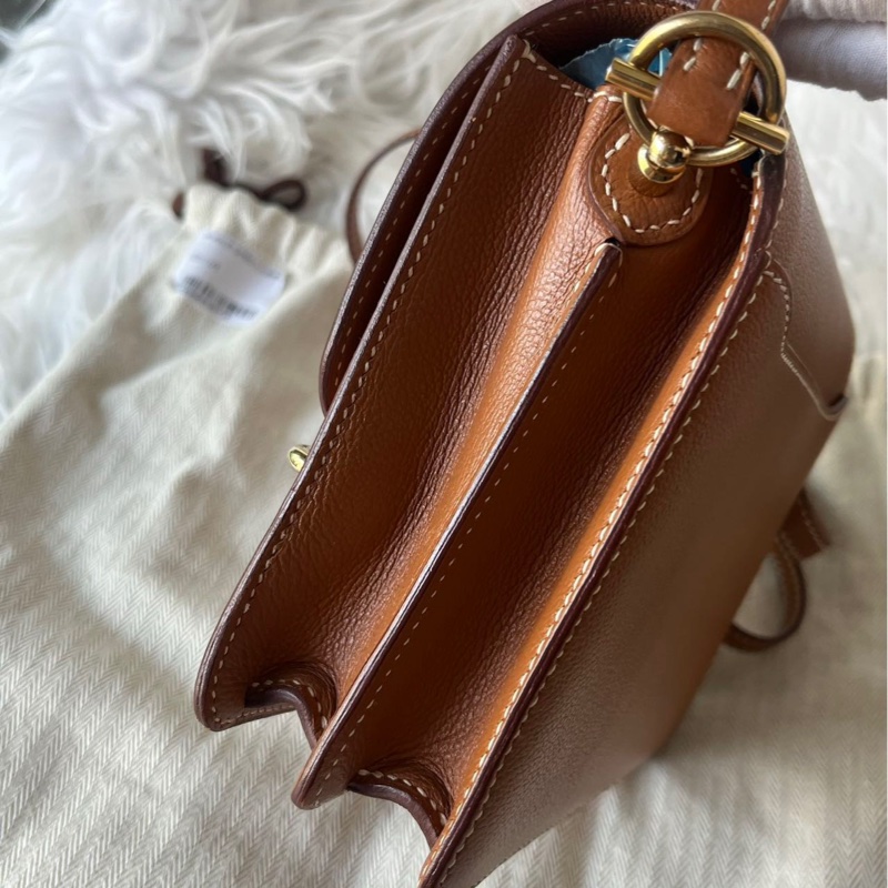 🌈Hermes🧡Mini Roulis 19🧡金棕金扣🌟98.5新🌟evercolor皮🌟-4