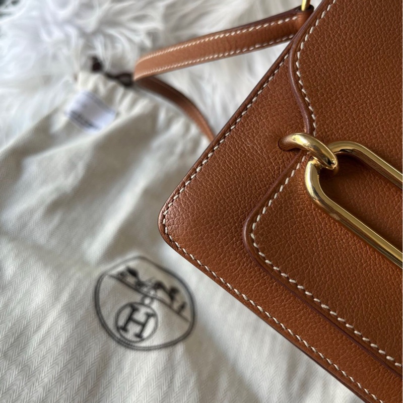 🌈Hermes🧡Mini Roulis 19🧡金棕金扣🌟98.5新🌟evercolor皮🌟-6