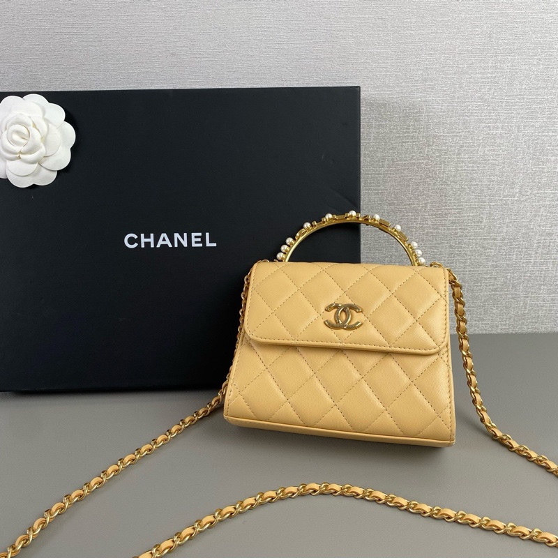 ✨Chanel 手柄珍珠 奶茶色Kelly 99新 晶片款🤍-5