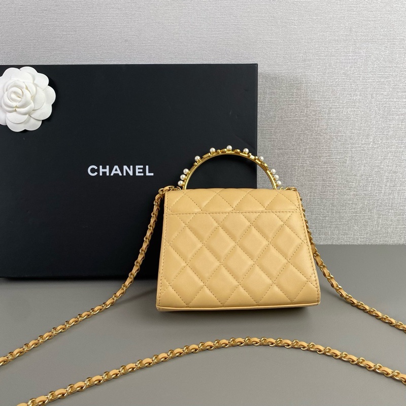✨Chanel 手柄珍珠 奶茶色Kelly 99新 晶片款🤍-6