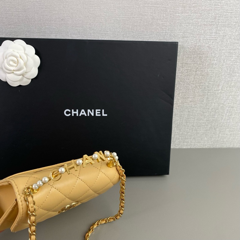 ✨Chanel 手柄珍珠 奶茶色Kelly 99新 晶片款🤍-9